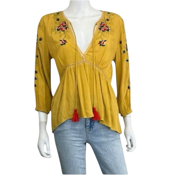 RAGA | Tops | Raga Nwt Yellow Embroidered Top S A03 | Poshmark